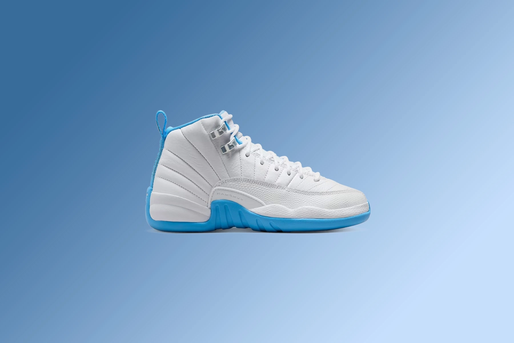 Air Jordan 12 Retro 'Melo' (GS) - White/University Blue/Metallic Silver
