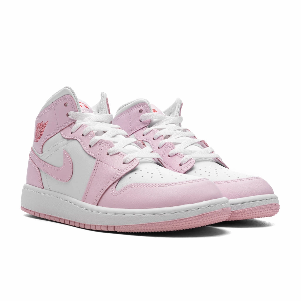 Air Jordan 1 Mid (GS) - Pink Foam/White/Fire Red