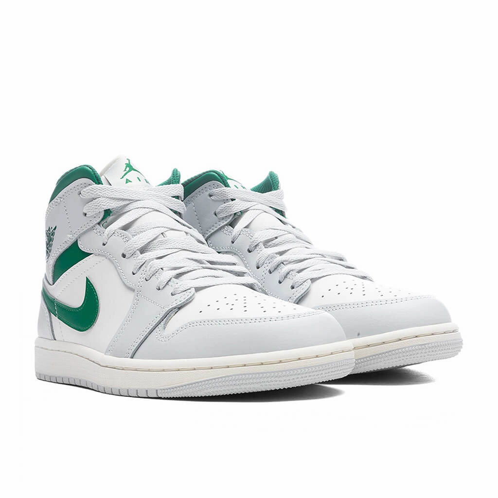 Air Jordan 1 Mid (GS) - Summit White/Pine Green/Pure Platinum