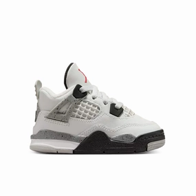 Air Jordan 4 Retro OG 'White Cement' (TD) - Summit White/Fire Red/Cement Grey/Black