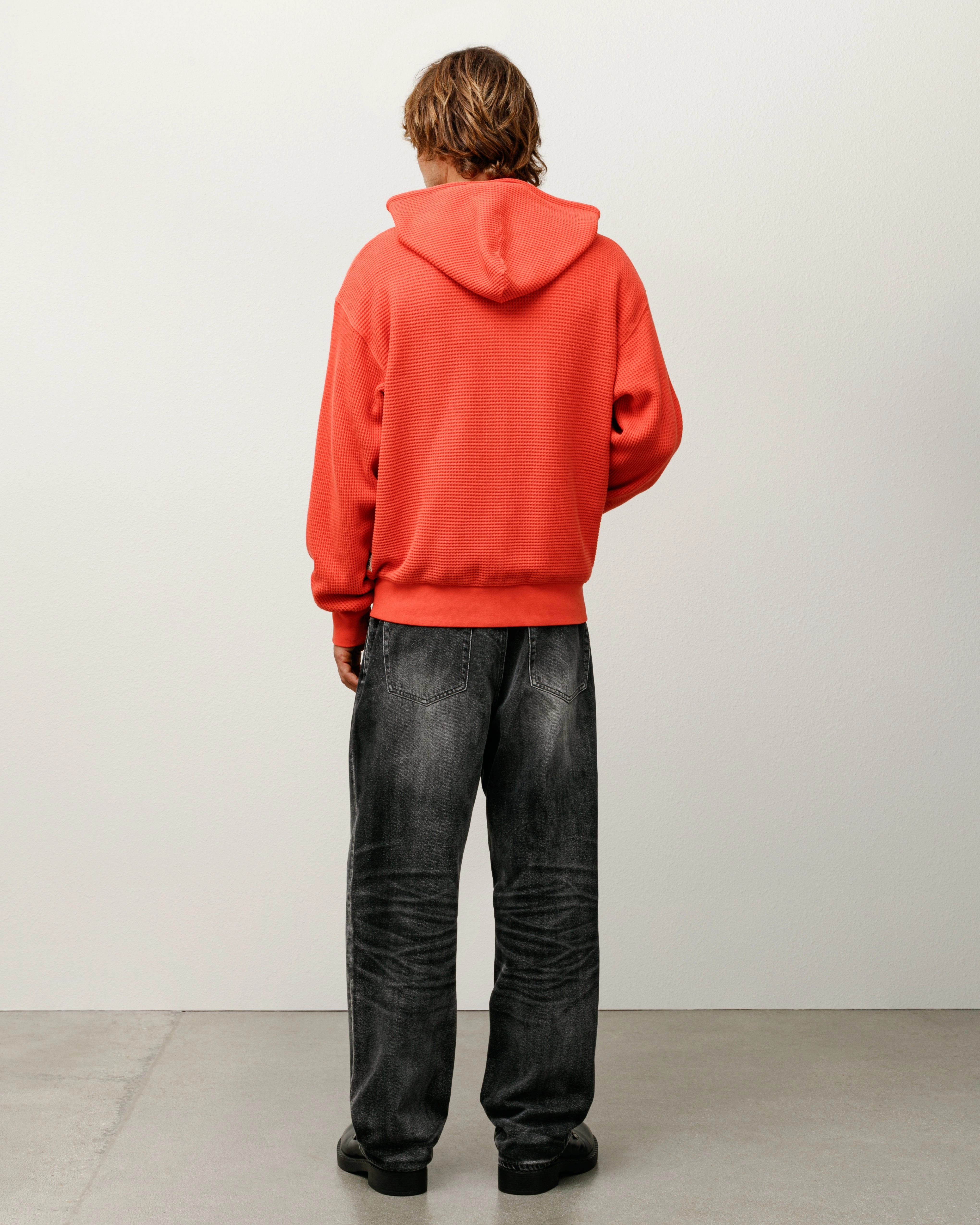 DOUBLE LAYER WAFFLE ZIP HOODIE