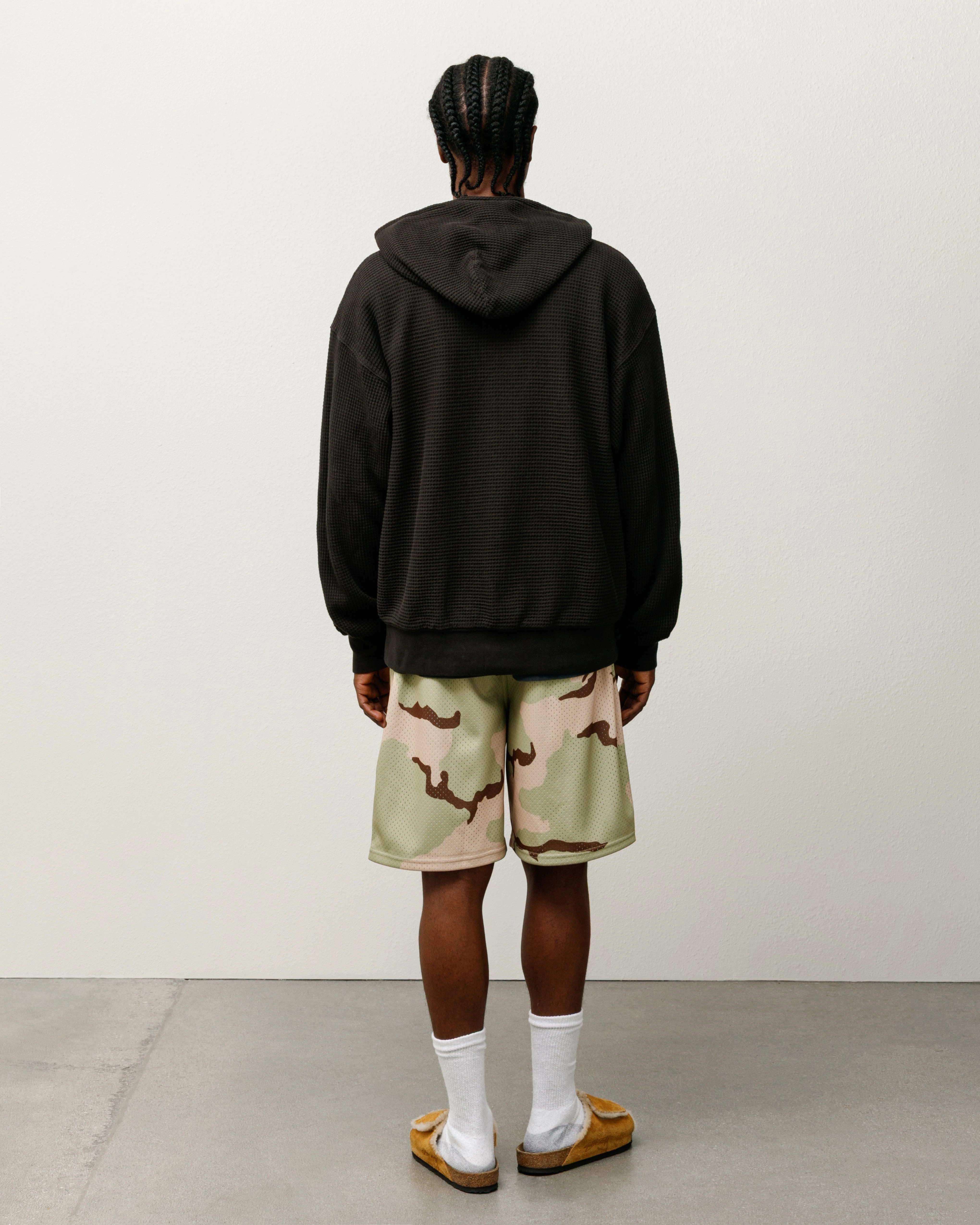 DOUBLE LAYER WAFFLE ZIP HOODIE