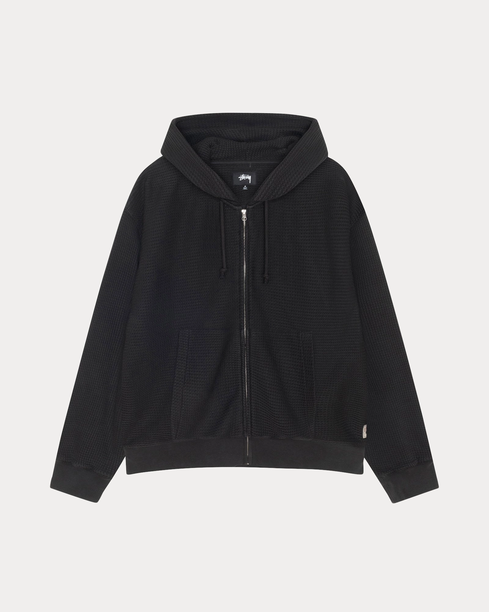 DOUBLE LAYER WAFFLE ZIP HOODIE