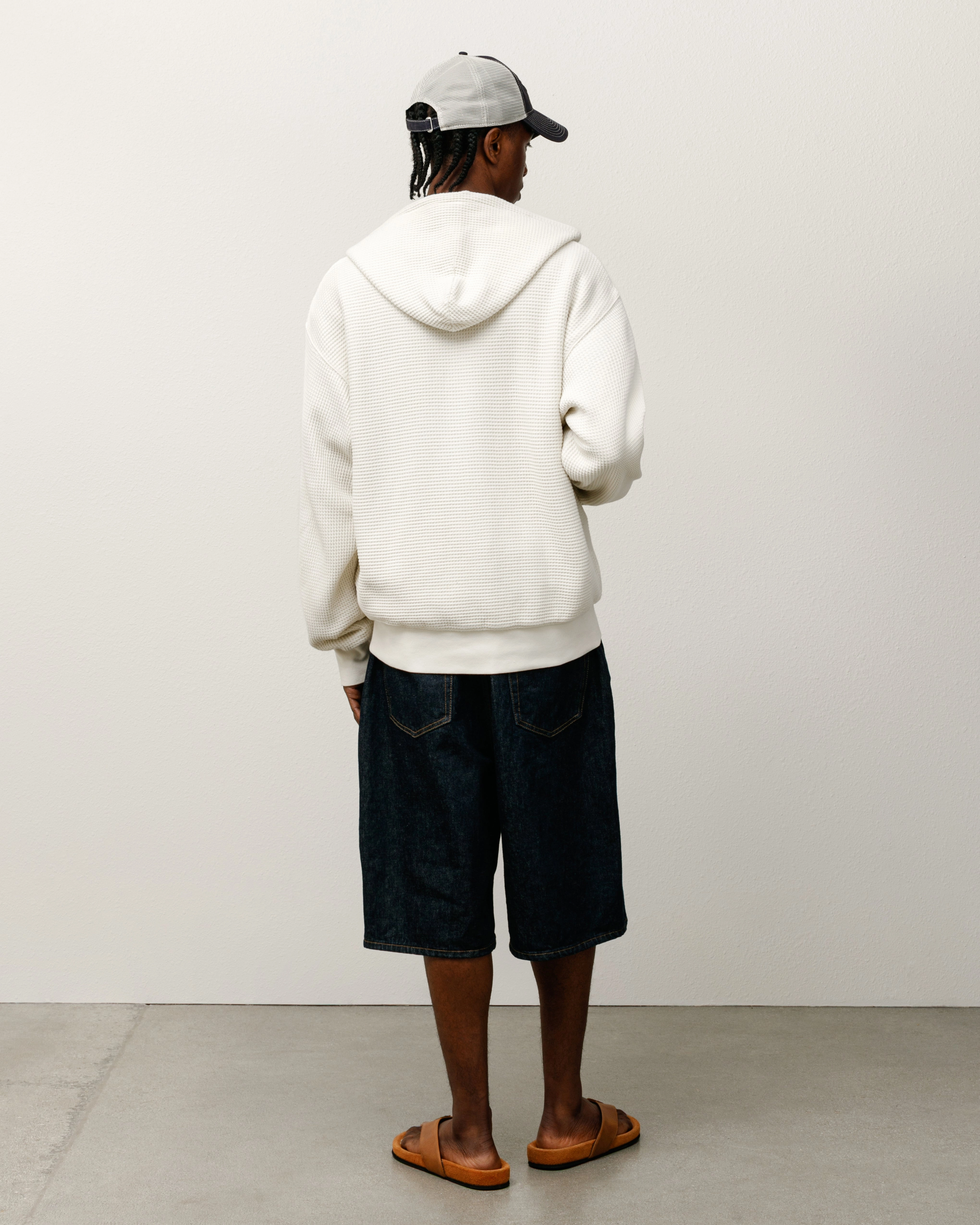 DOUBLE LAYER WAFFLE ZIP HOODIE