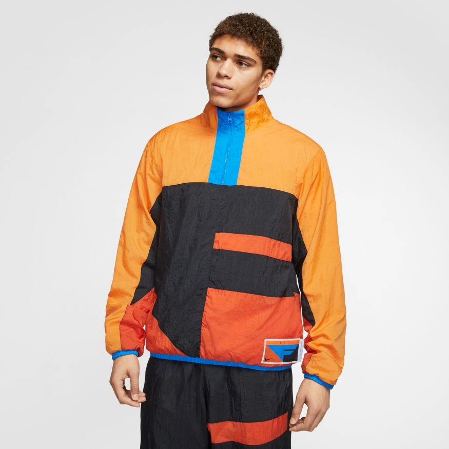 HALF ZIP MOCK NECK BLACK/ORANGE