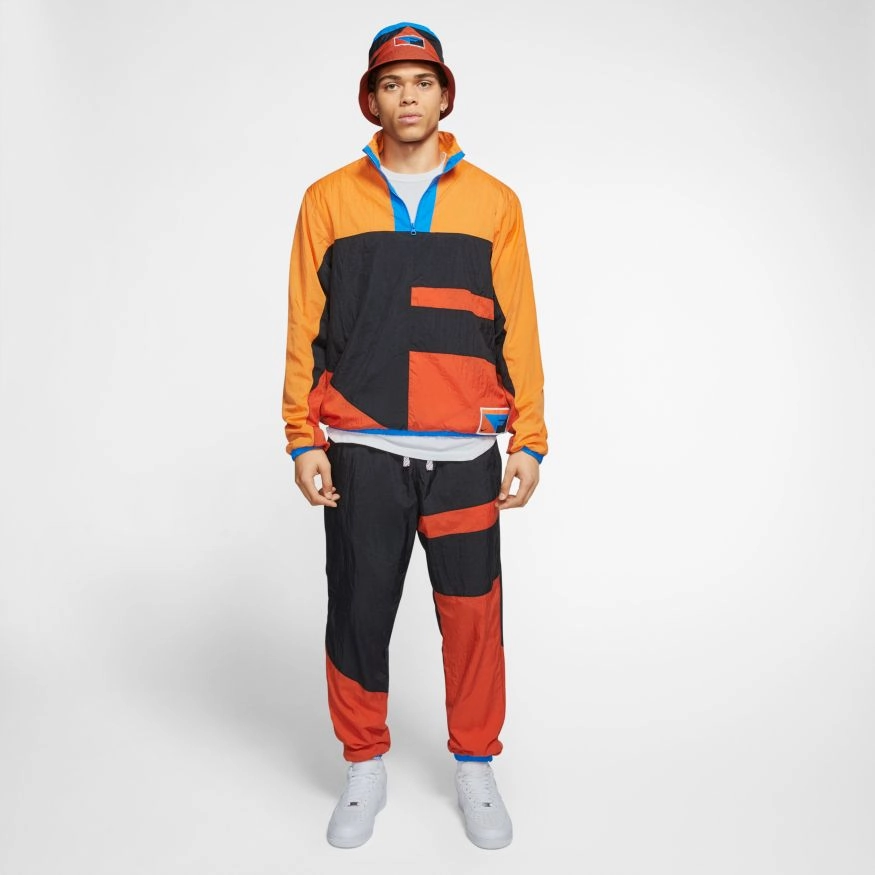 HALF ZIP MOCK NECK BLACK/ORANGE