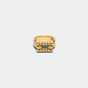 Lil Pool Signet - 14K Gold Plated/Aqua Marine