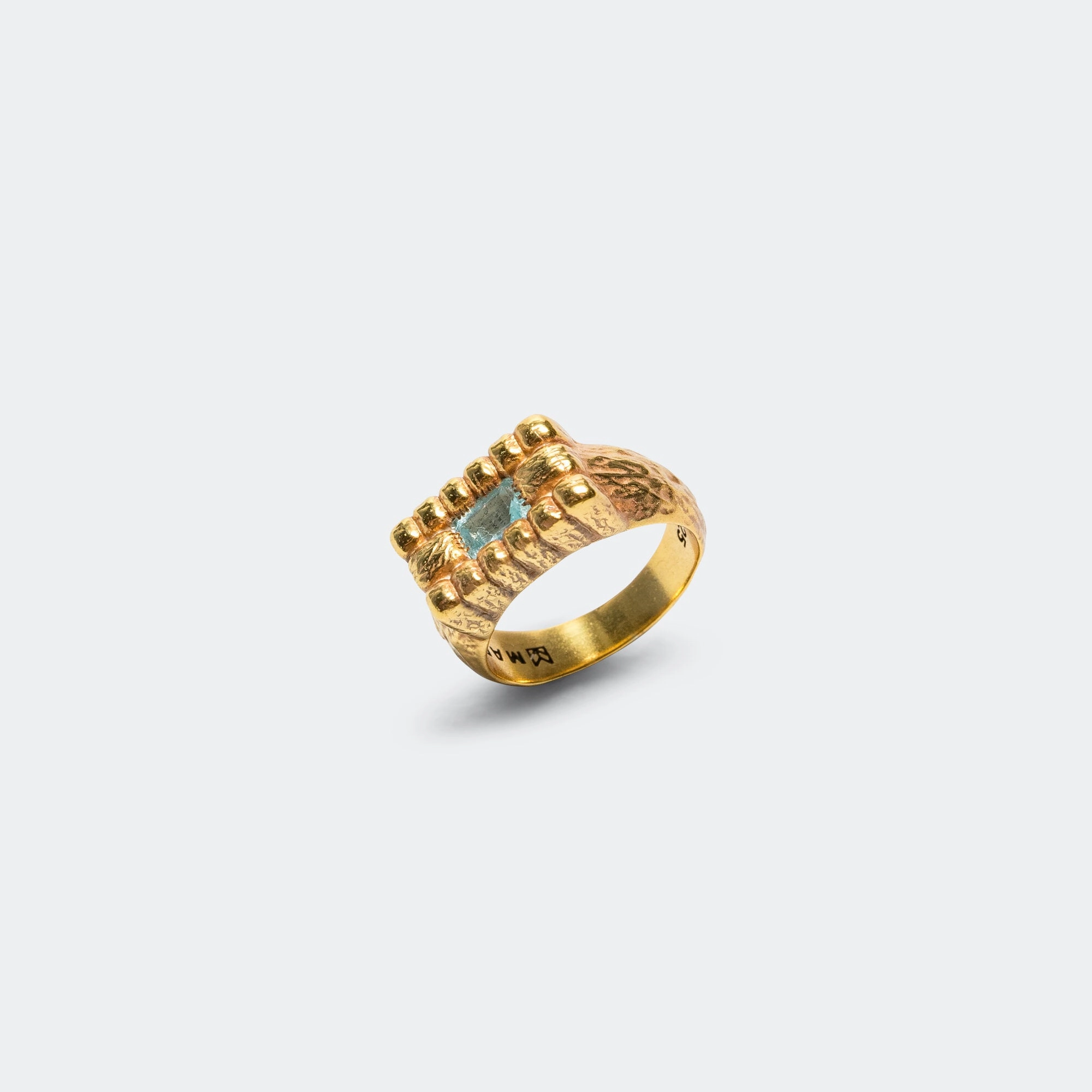 Lil Pool Signet - 14K Gold Plated/Aqua Marine