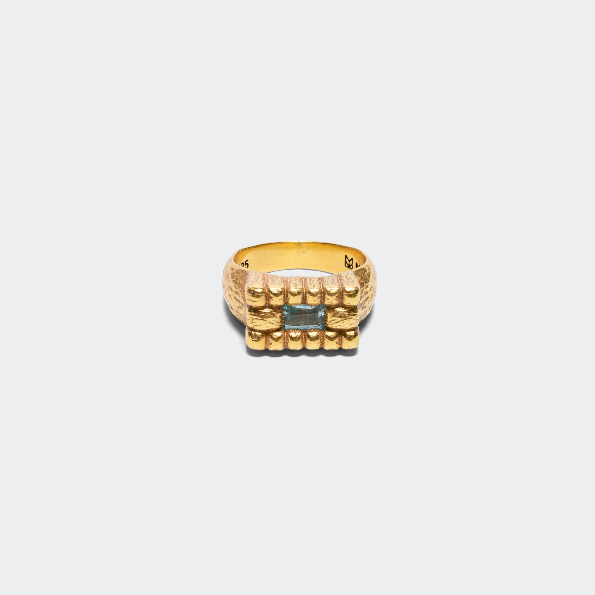 Lil Pool Signet - 14K Gold Plated/Aqua Marine