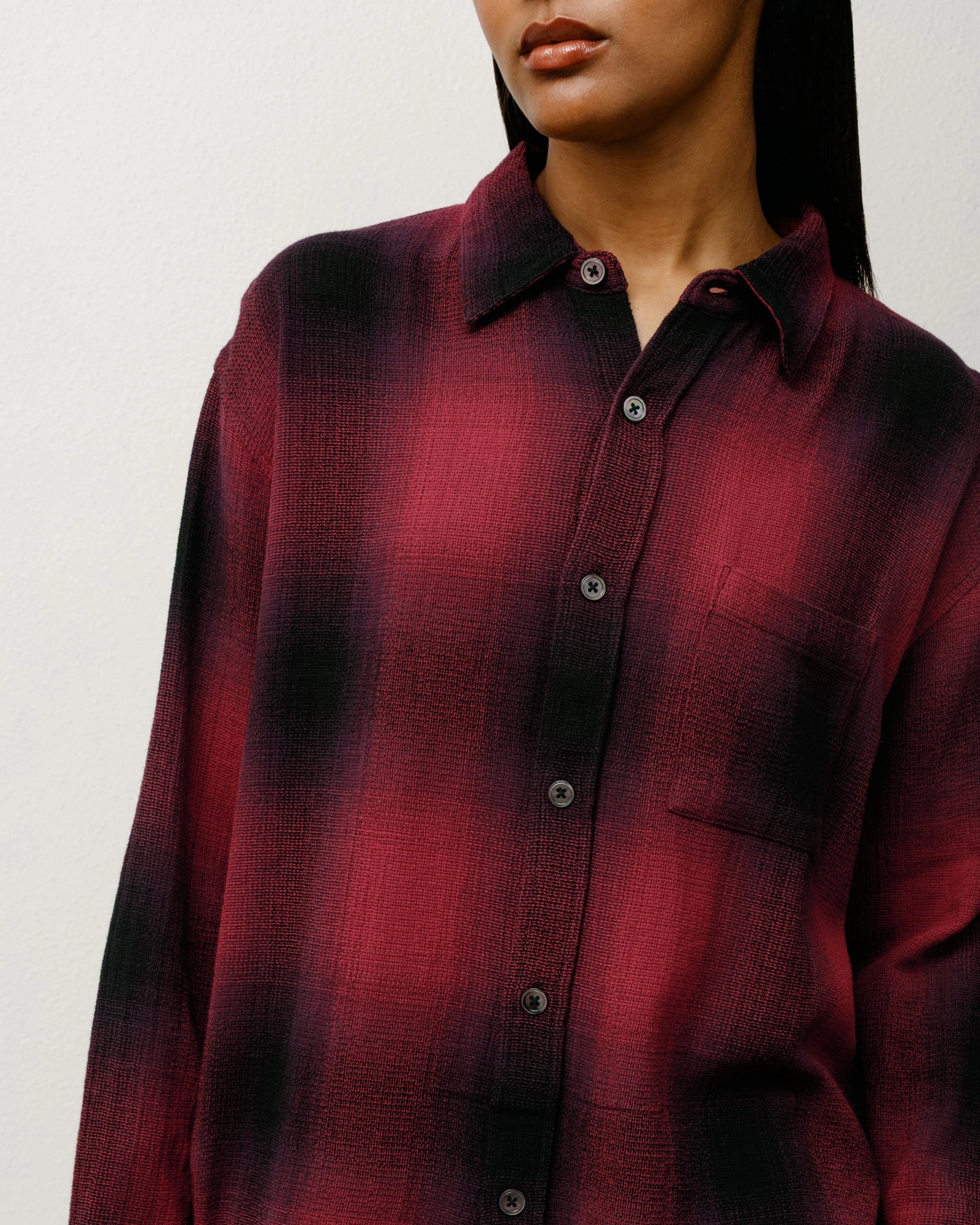 LOOSE WEAVE PLAID SHIRT