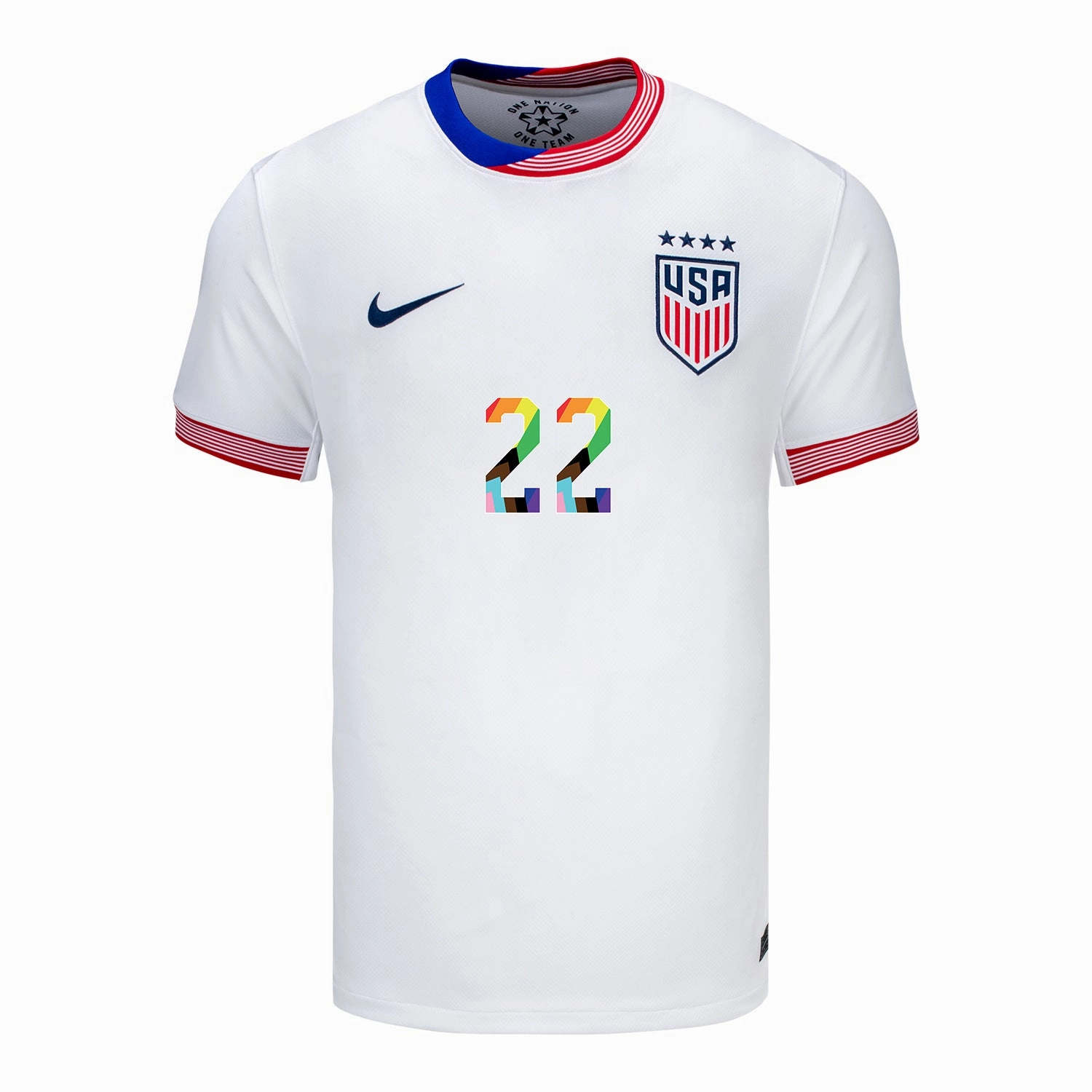Men's Nike USWNT 2024 Pride-Themed Home Rodman 22 Stadium Jersey