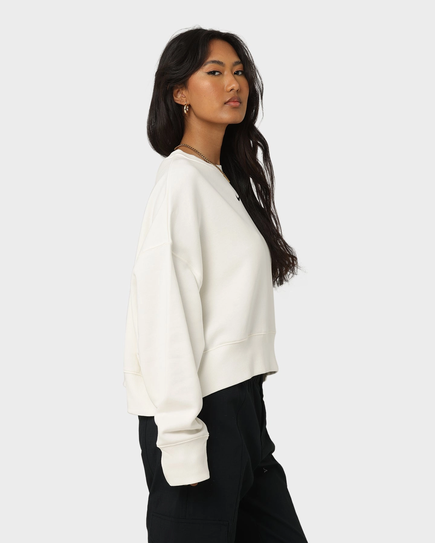 Nike Women's Nike Sportswear Style Fleece Over-Oversized Crewneck Sail/Black