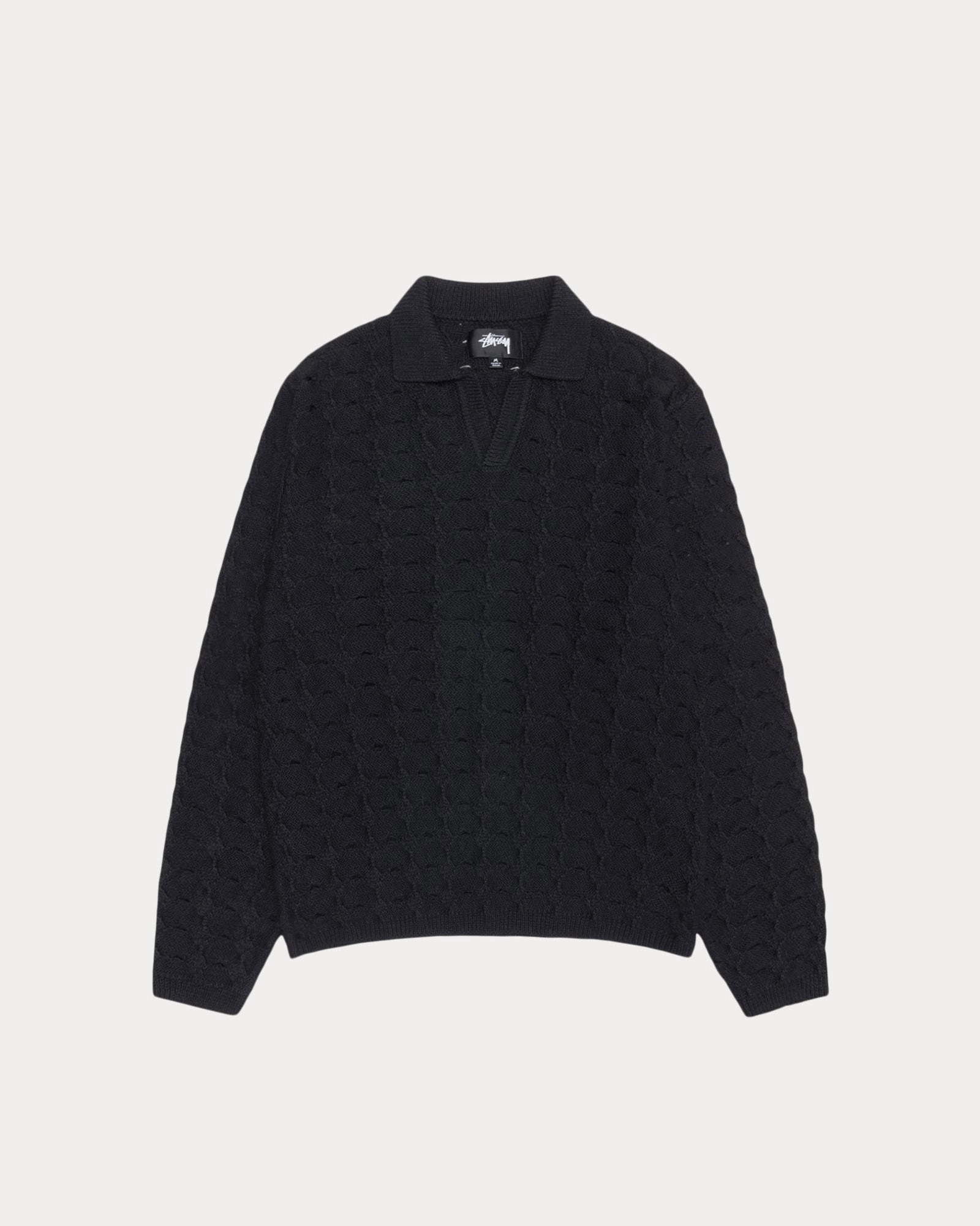 OPEN KNIT COLLARED SWEATER