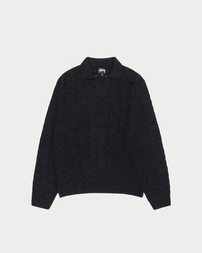 OPEN KNIT COLLARED SWEATER