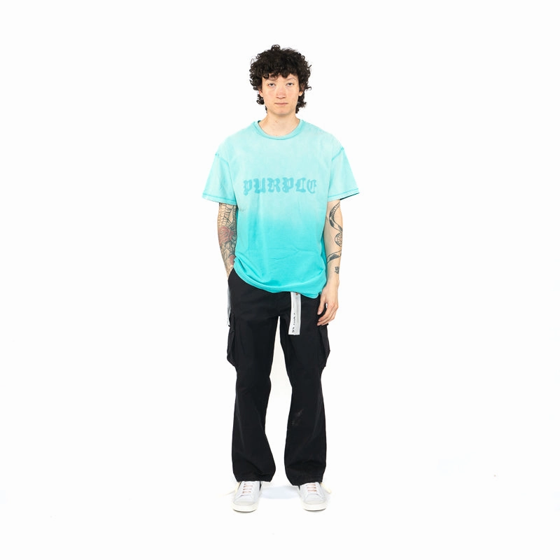 Purple Brand Gothic Wordmark Shadow Tee - Blue
