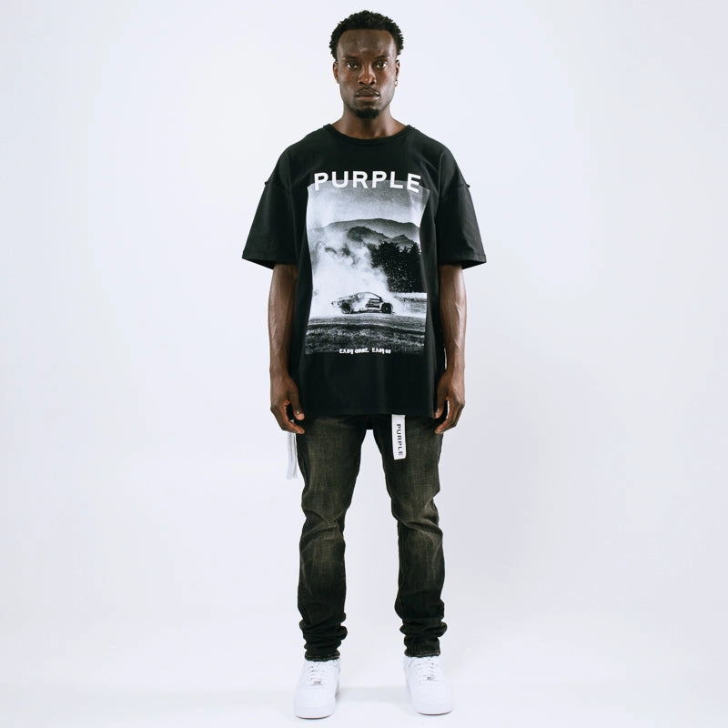 Purple Brand Textured Inside Out Tee - Black