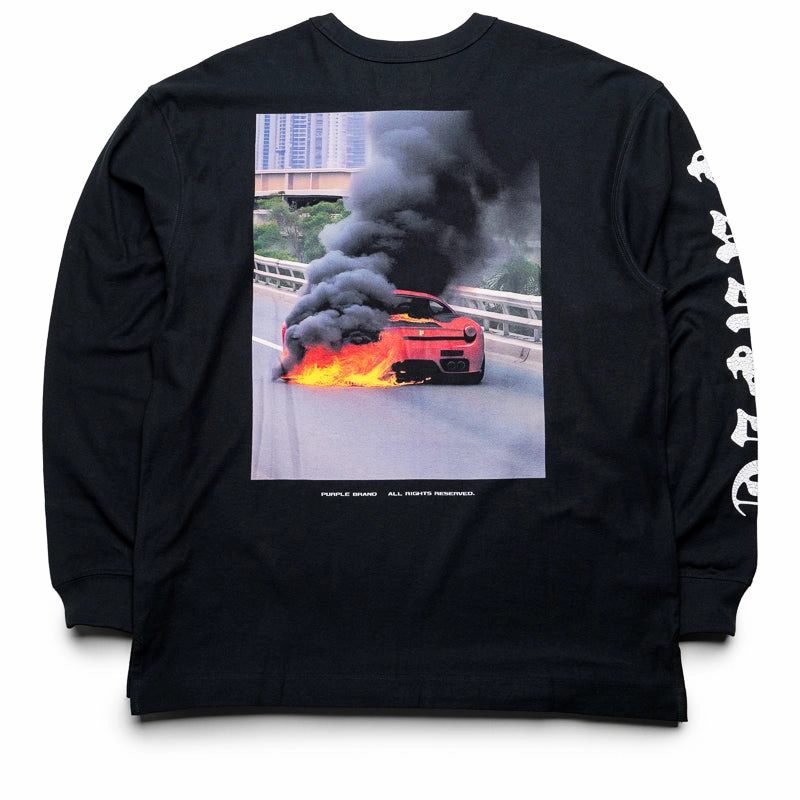 Purple Brand Textured Jersey L/S Tee - Black