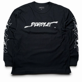 Purple Brand Textured Jersey L/S Tee - Black