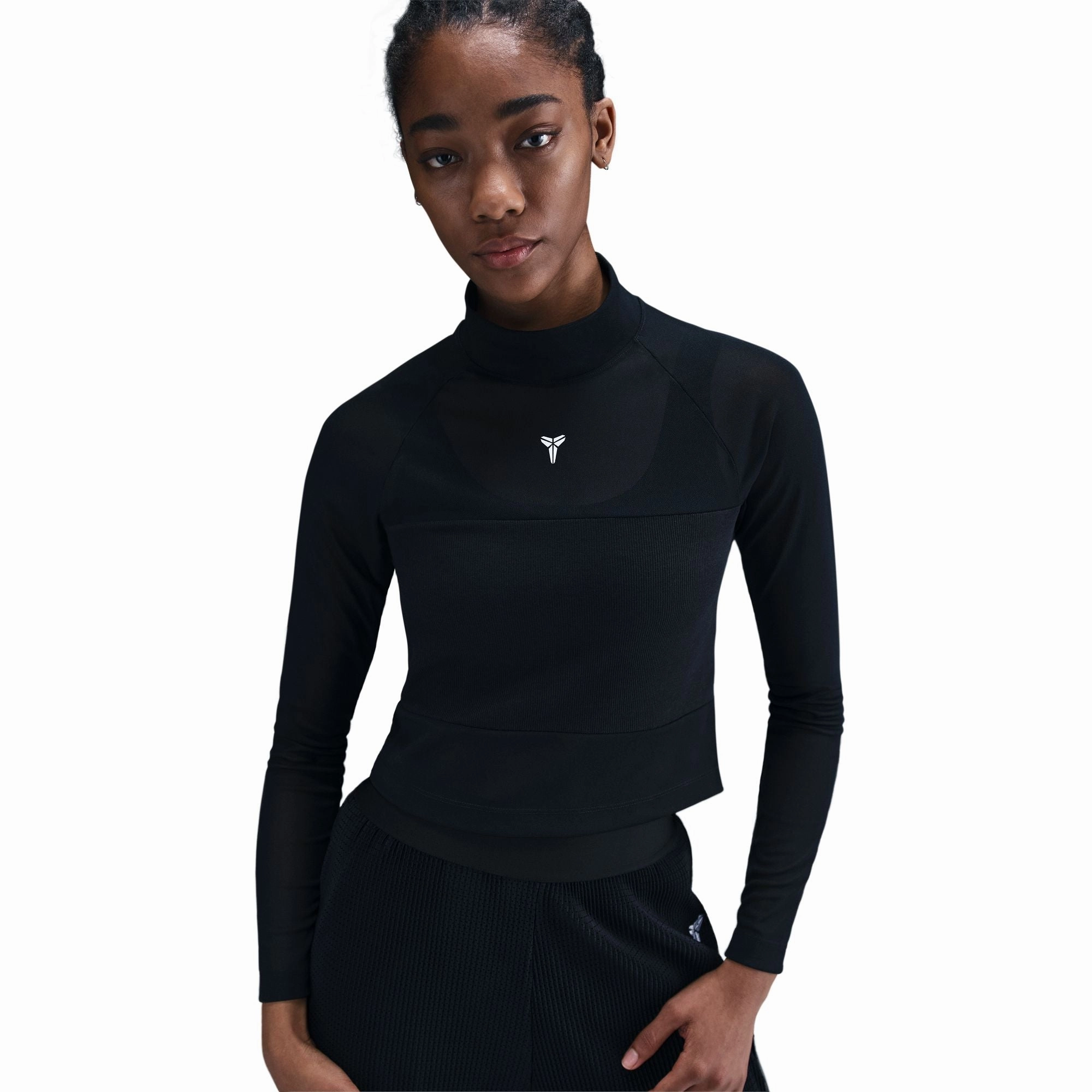 W KOBE LONG SLEEVE CROPPED TOP BLACK/WHITE