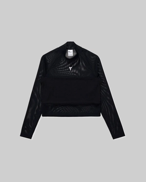 W KOBE LONG SLEEVE CROPPED TOP BLACK/WHITE