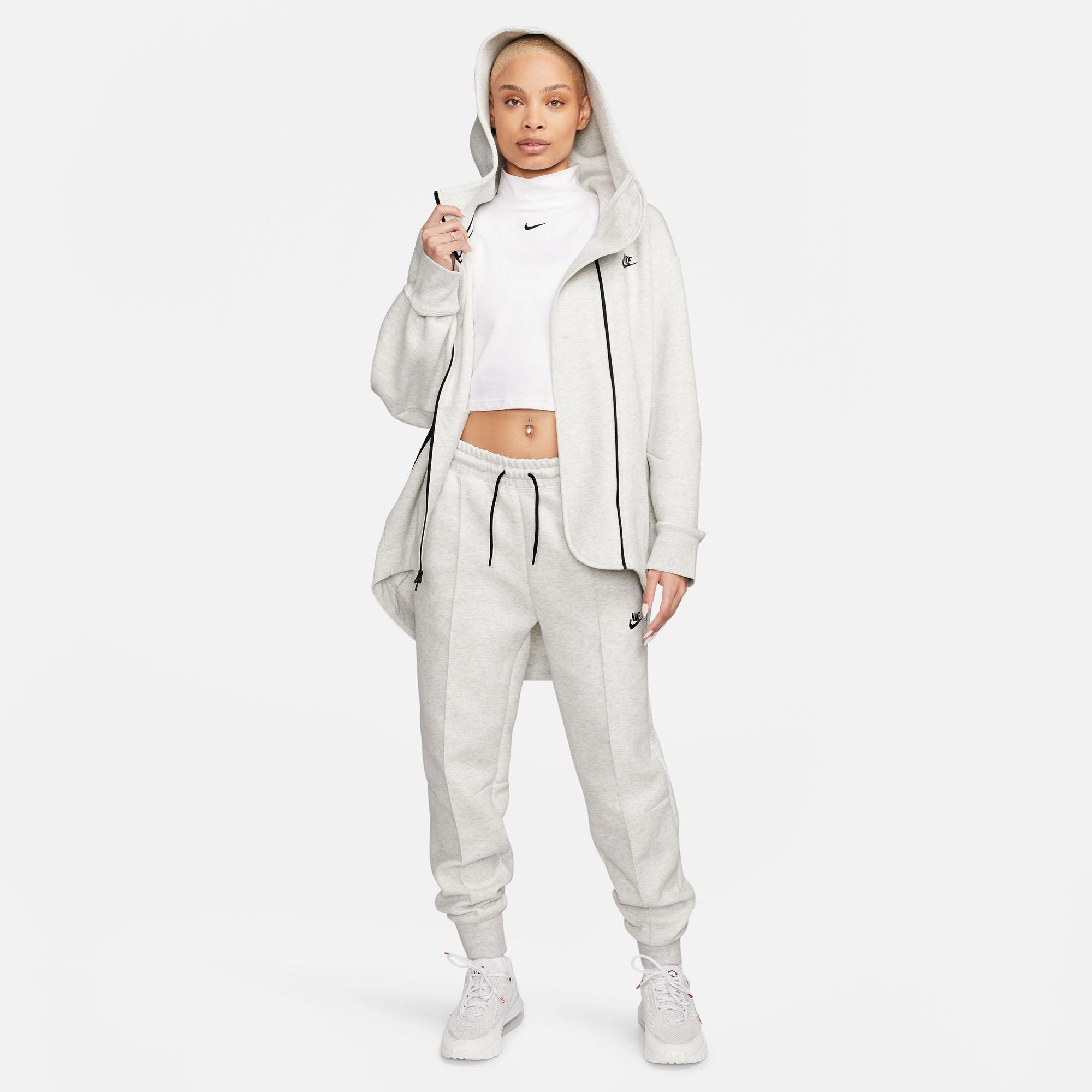 W MID RISE TECH FLEECE JOGGER GREY HEATHER