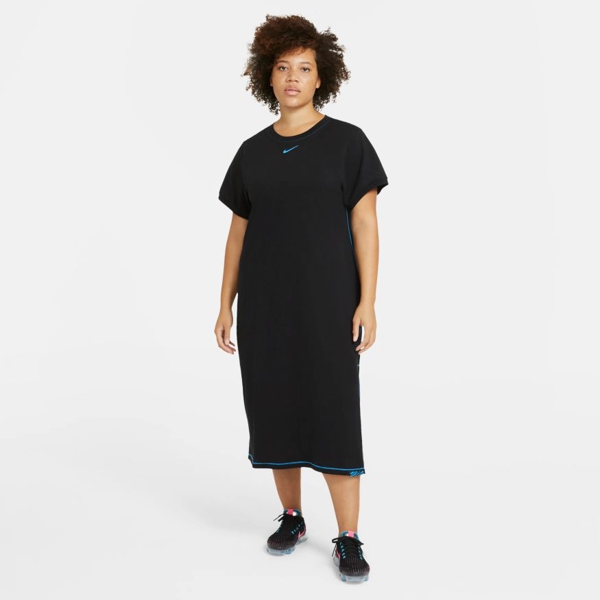 W NSW ICON CLASH MAXI DRESS BLK/CHLORINE BLUE