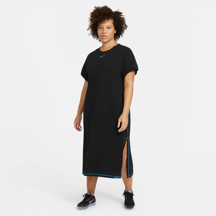 W NSW ICON CLASH MAXI DRESS BLK/CHLORINE BLUE