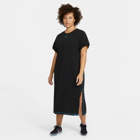 W NSW ICON CLASH MAXI DRESS BLK/CHLORINE BLUE