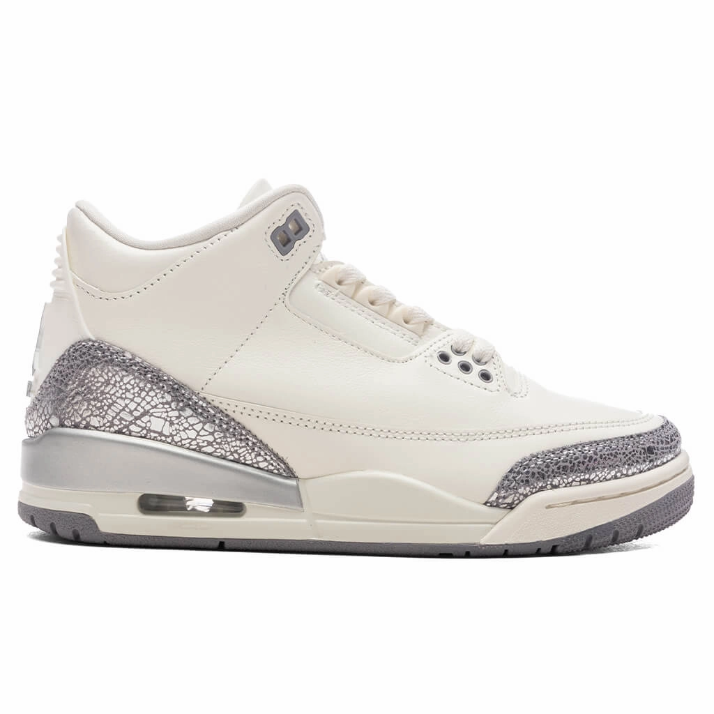 Women's Air Jordan 3 Retro - Sail/Cement Grey/Metallic Silver