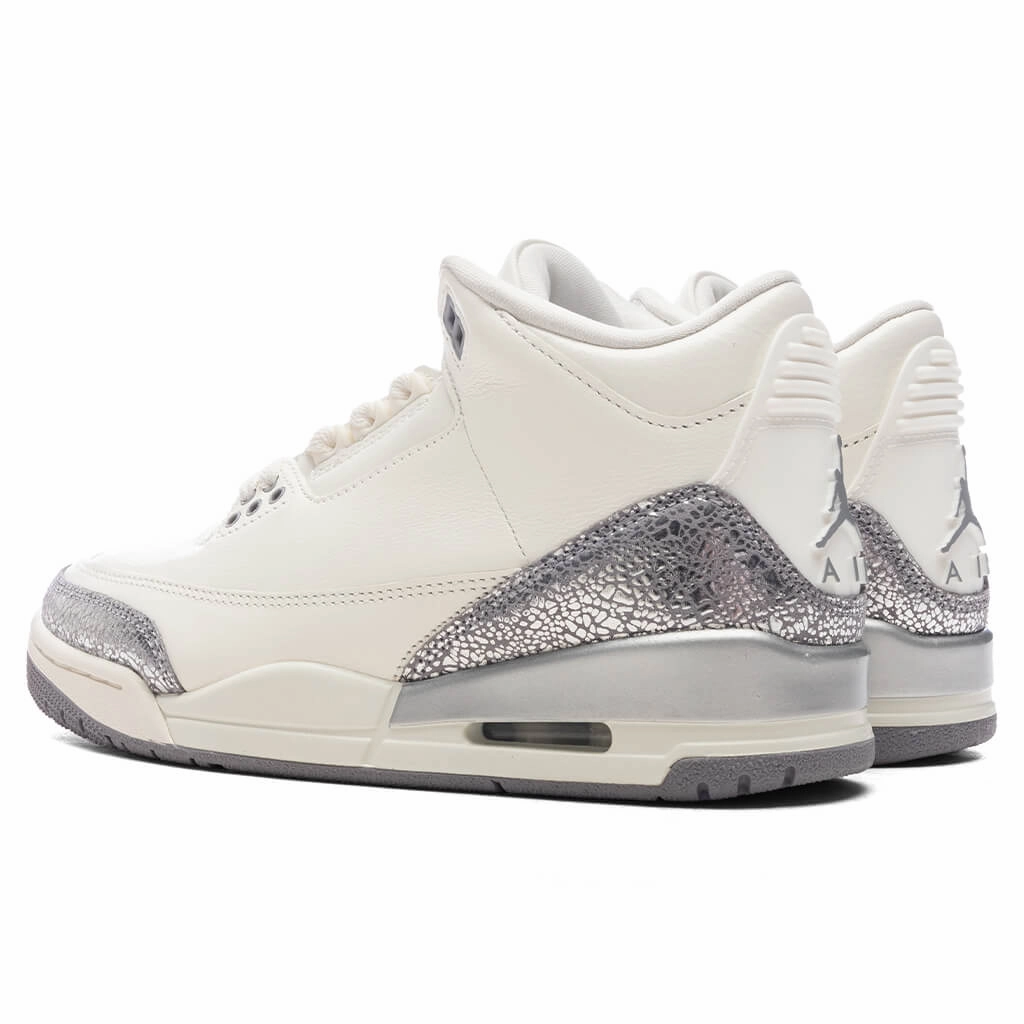 Women's Air Jordan 3 Retro - Sail/Cement Grey/Metallic Silver