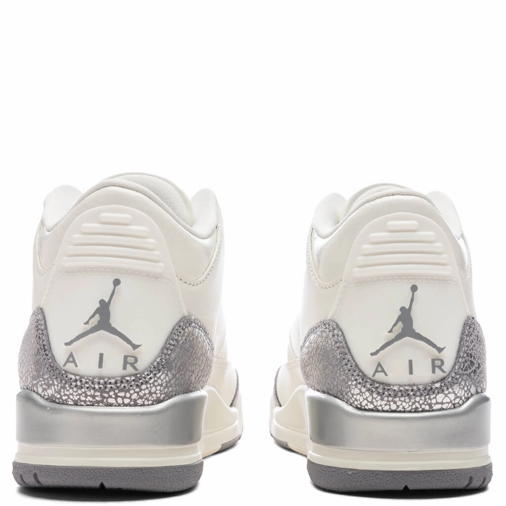 Women's Air Jordan 3 Retro - Sail/Cement Grey/Metallic Silver