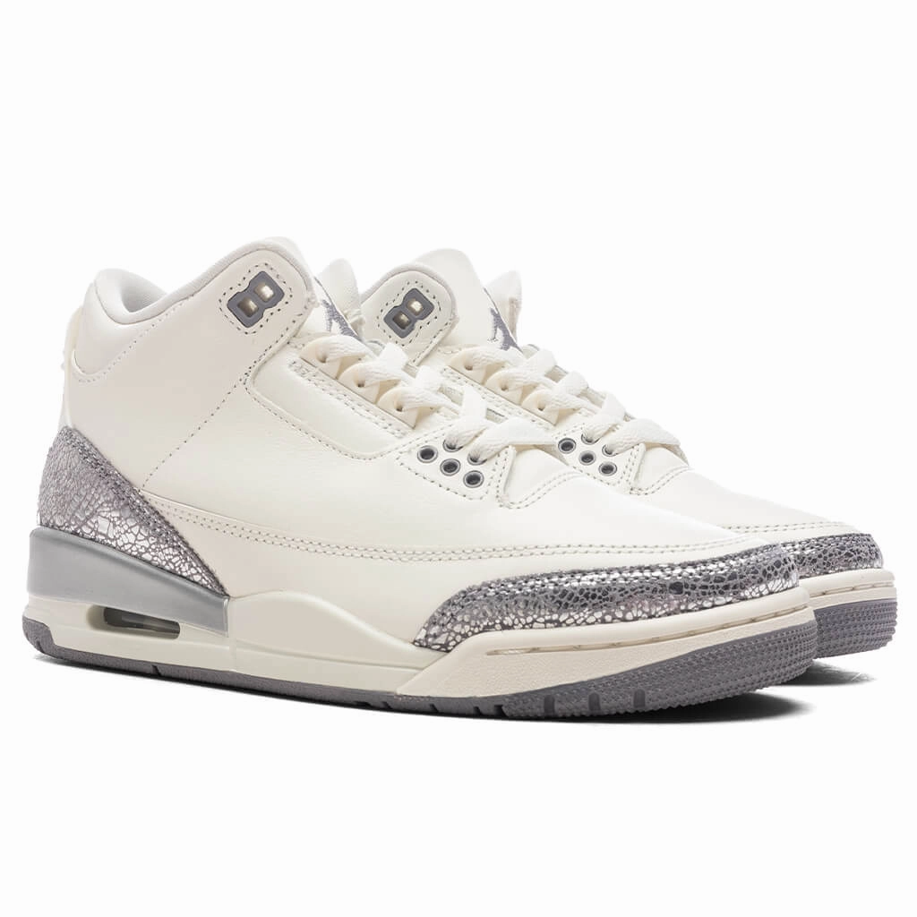 Women's Air Jordan 3 Retro - Sail/Cement Grey/Metallic Silver