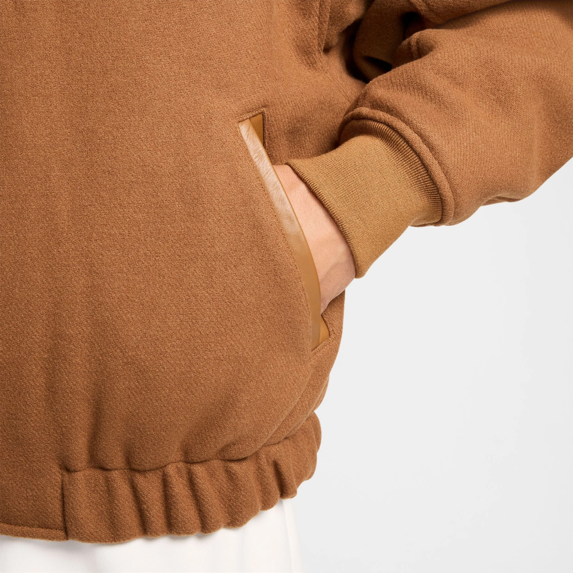 WOOL VARSITY JACKET LT BRITISH TAN