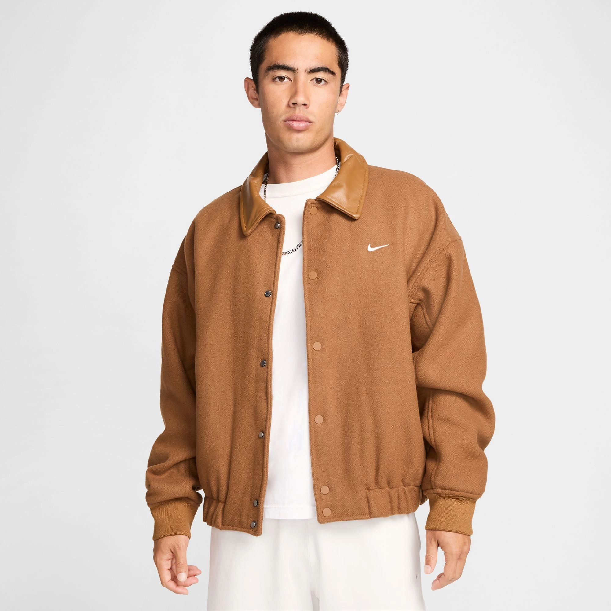 WOOL VARSITY JACKET LT BRITISH TAN