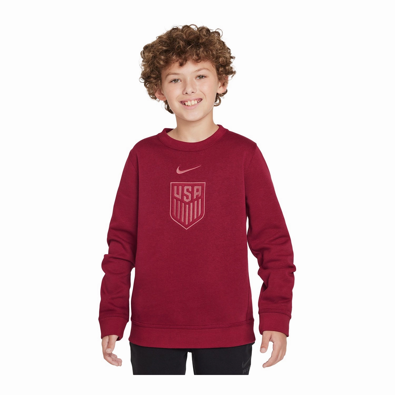 Youth Nike USA Club Fleece Red Crewneck