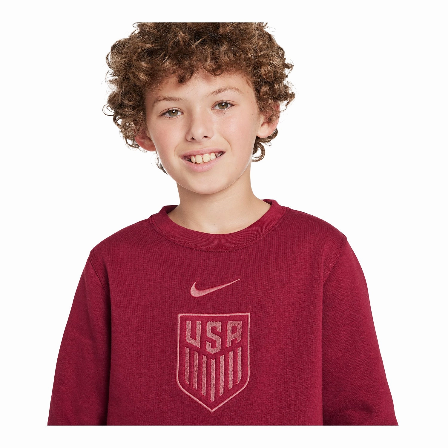 Youth Nike USA Club Fleece Red Crewneck